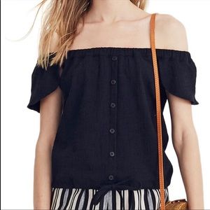 Madewell Black Off Shoulder Top Button Down #4681